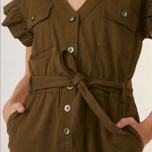 Anthropologie Tapered Ruffle Jumpsuit